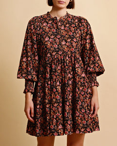 Baby Cord Belt Dress - Dark Blossom