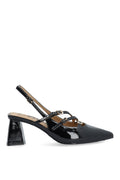 Biamaralyn Multi Buckle Slingback Faux Leather - Black Patent