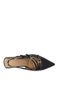 Biamaralyn Multi Buckle Slingback Faux Leather - Black Patent