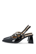 Biamaralyn Multi Buckle Slingback Faux Leather - Black Patent