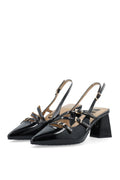 Biamaralyn Multi Buckle Slingback Faux Leather - Black Patent