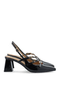 Biamaralyn Multi Buckle Slingback Faux Leather - Black Patent