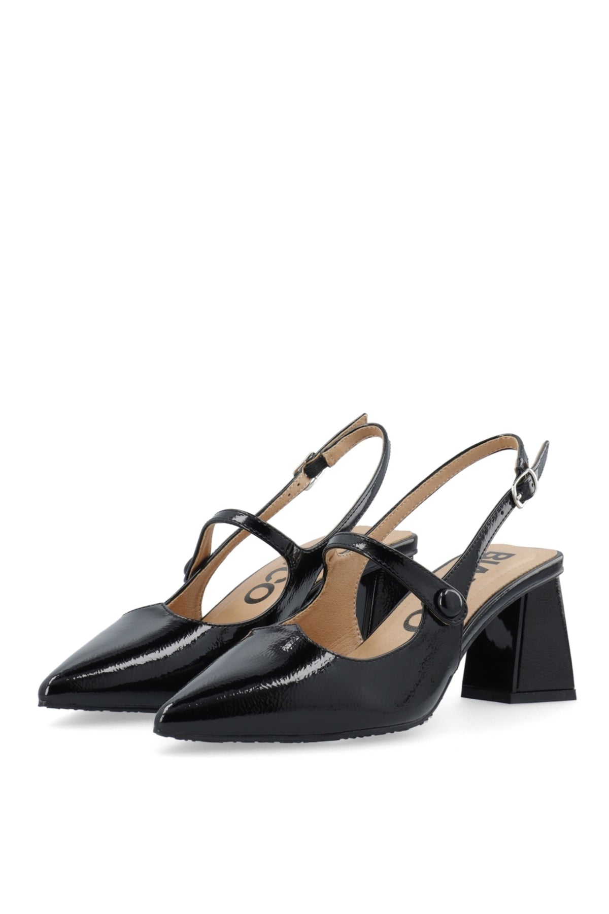 Biamaralyn Heart Mary Jane Slingback Konstläder - Svart Lack