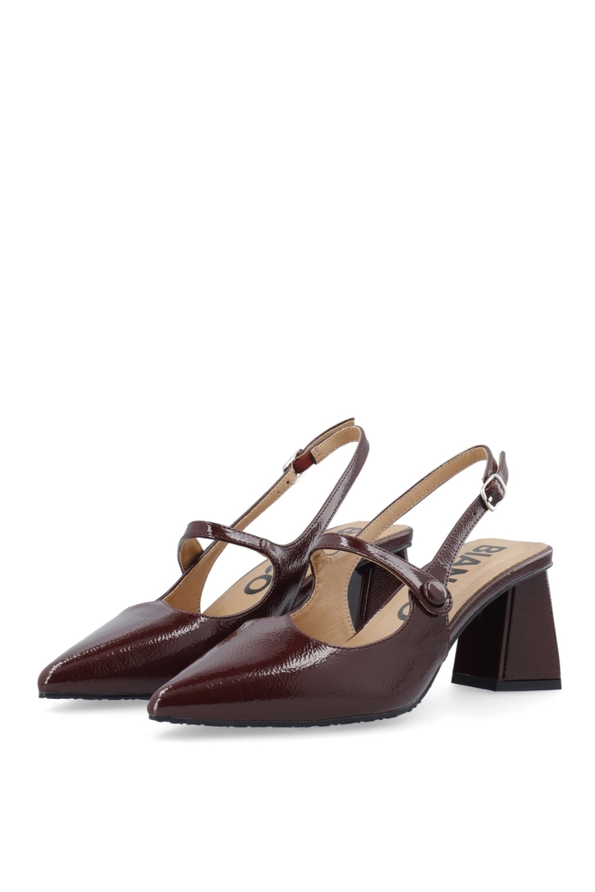 Biamaralyn Heart Mary Jane Slingback Fuskskinn - Burgundy Patent