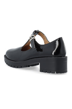 Biapearl T-Strap Mary Jane Faux Leather - Black Patent