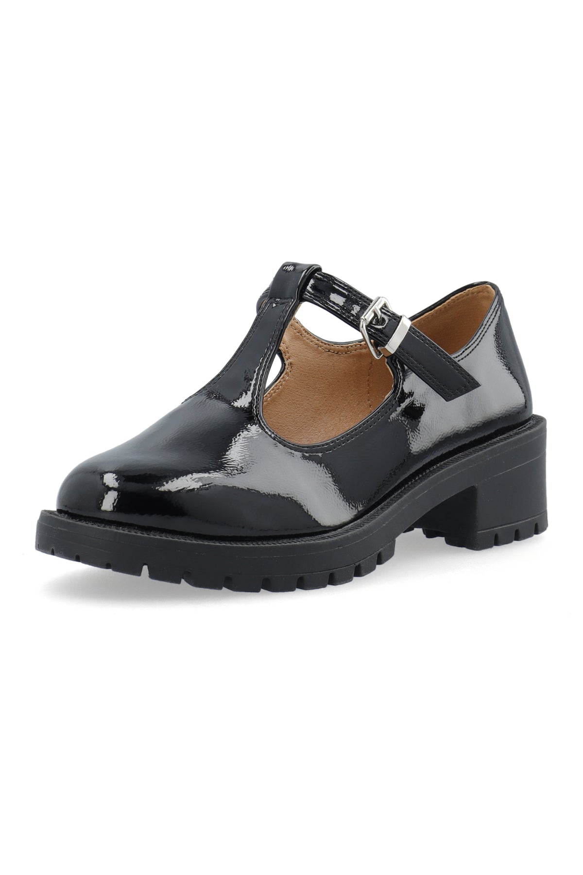 Biapearl T-Strap Mary Jane Faux Leather - Black Patent