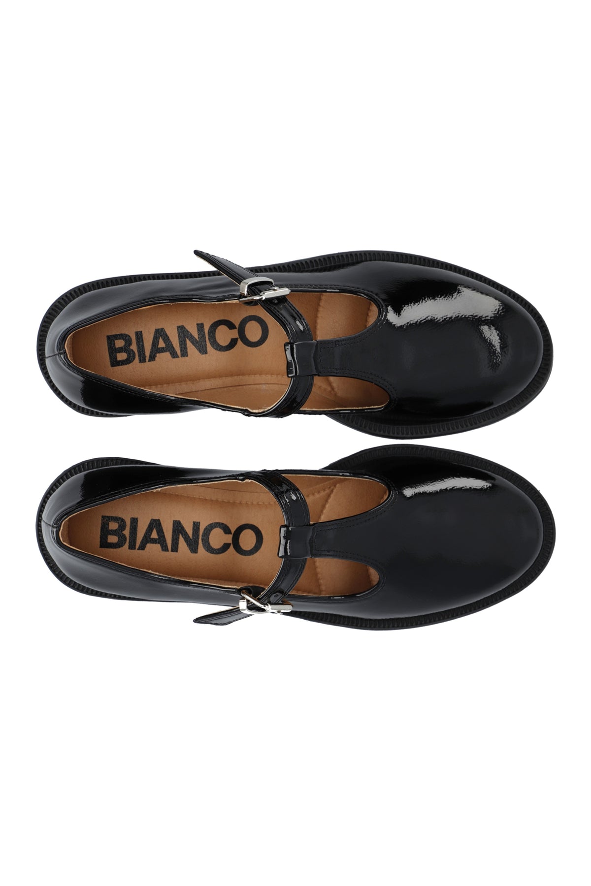 Biapearl T-Strap Mary Jane Faux Leather - Black Patent