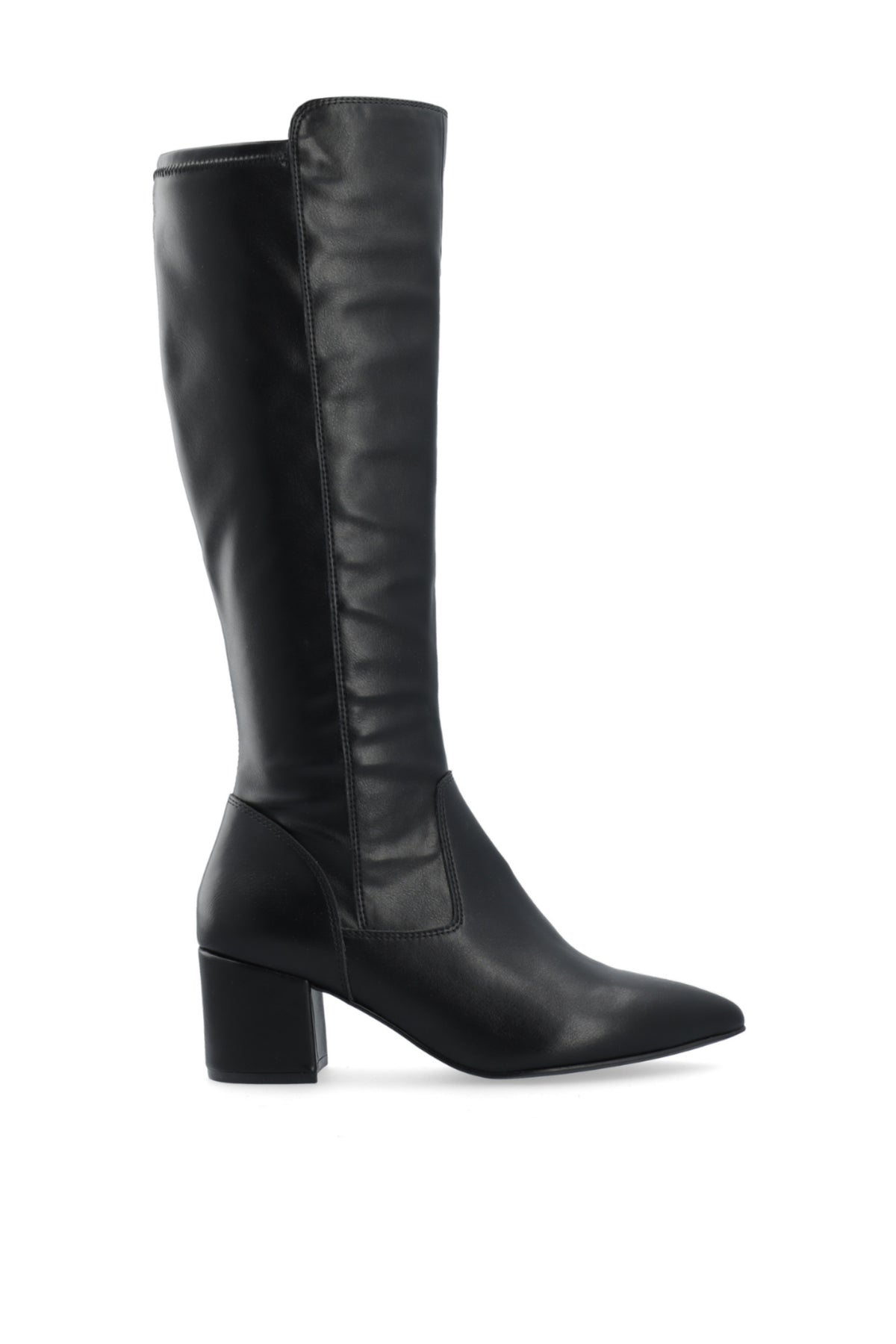 Biadevived Stretch Knee High Boot Smooth Faux Leather - Black