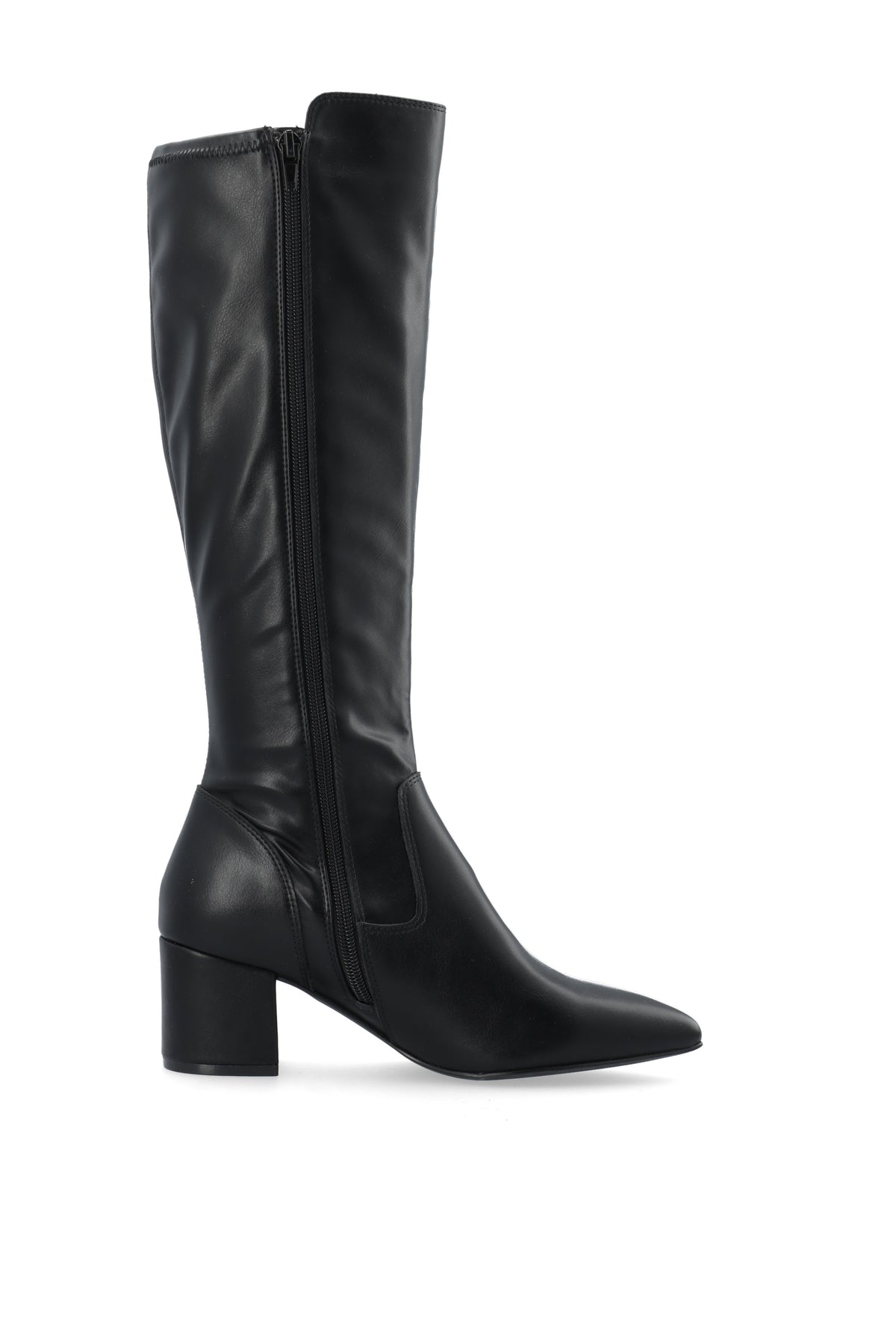 Biadevived Stretch Knee High Boot Smooth Faux Leather - Black