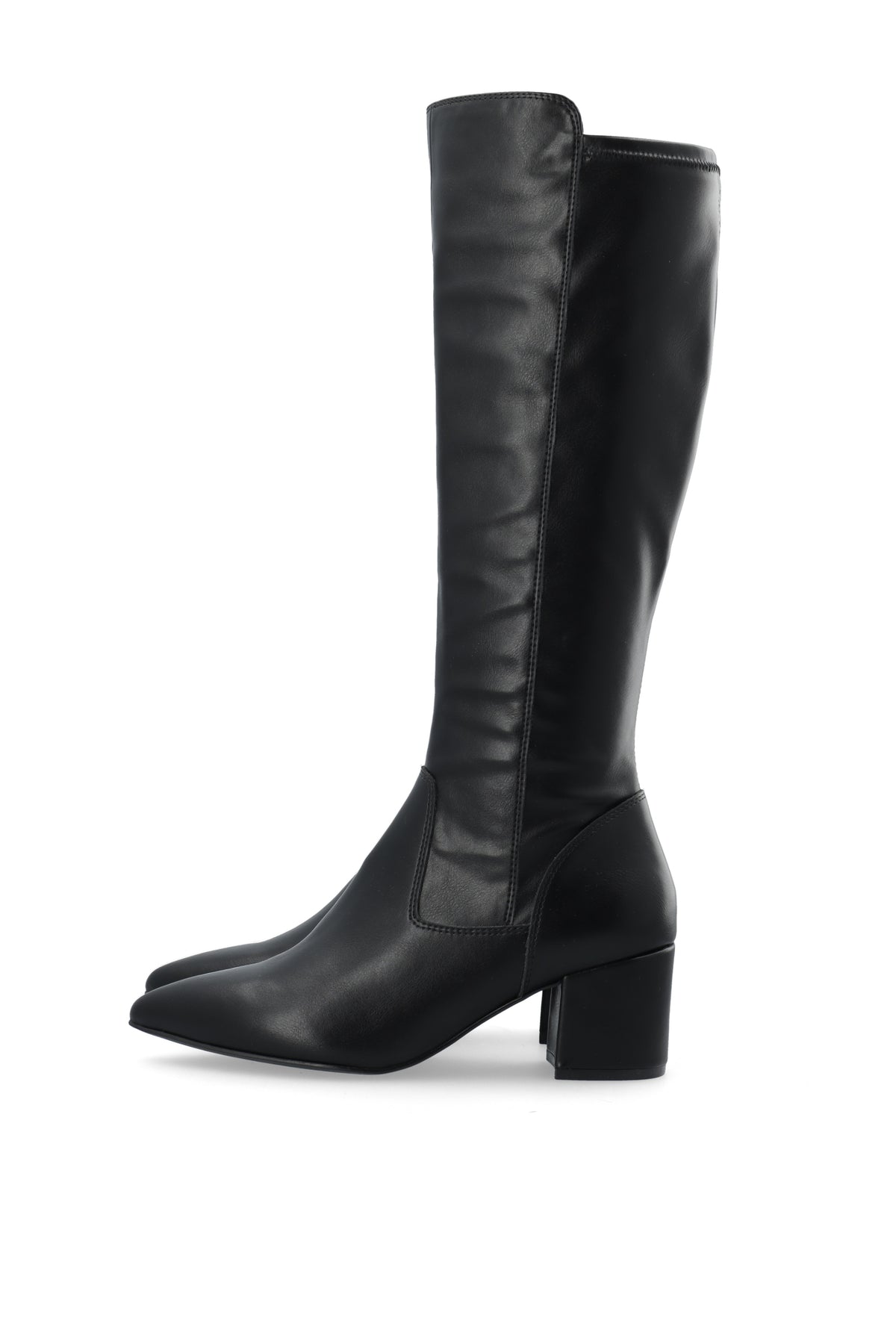Biadevived Stretch Knee High Boot Smooth Faux Leather - Black