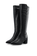 Biadevived Stretch Knee High Boot Smooth Faux Leather - Black