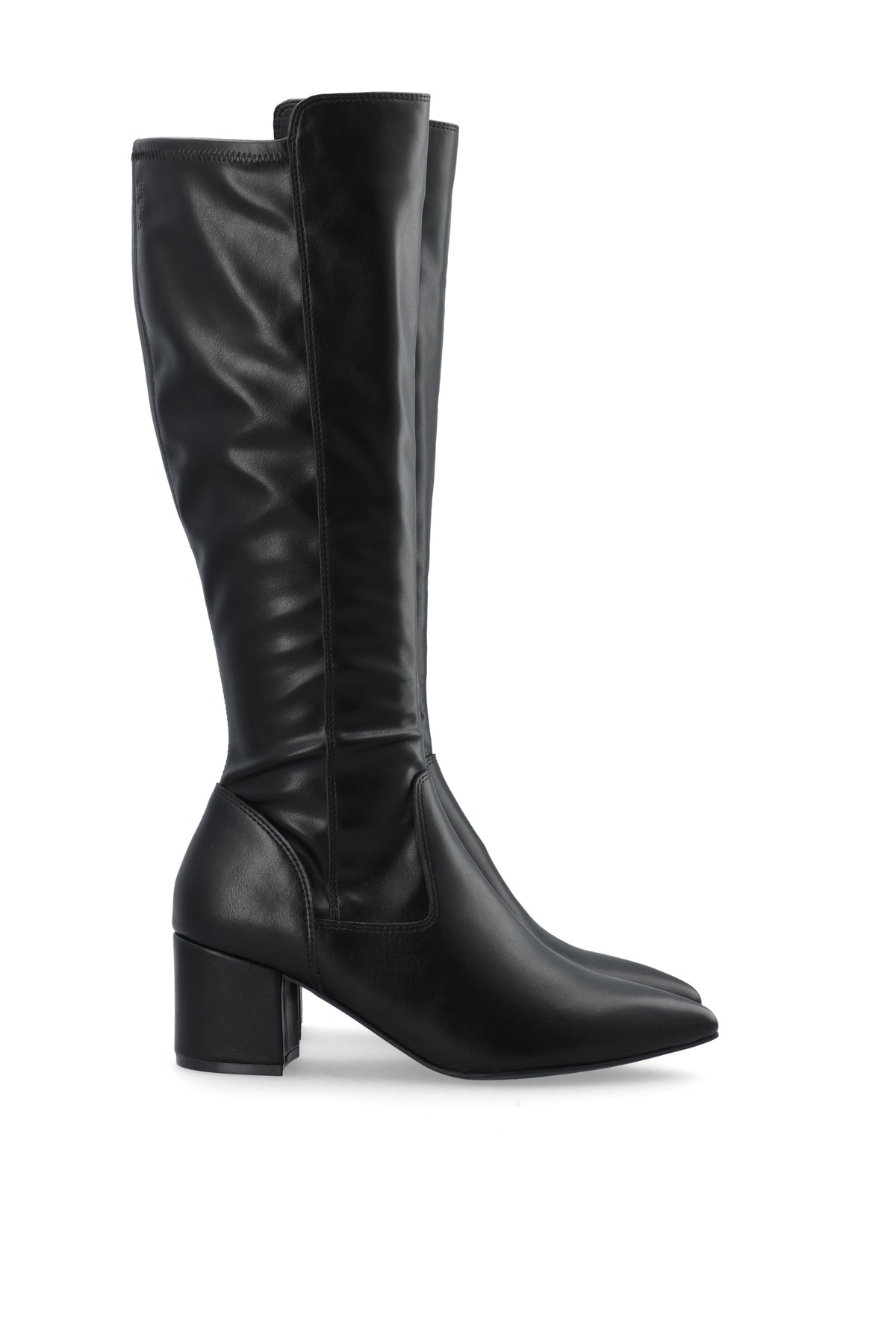 Biadevived Stretch Knee High Boot Smooth Faux Leather - Black