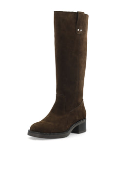 Biamary Knee High Pull On Boot Suede - Brown