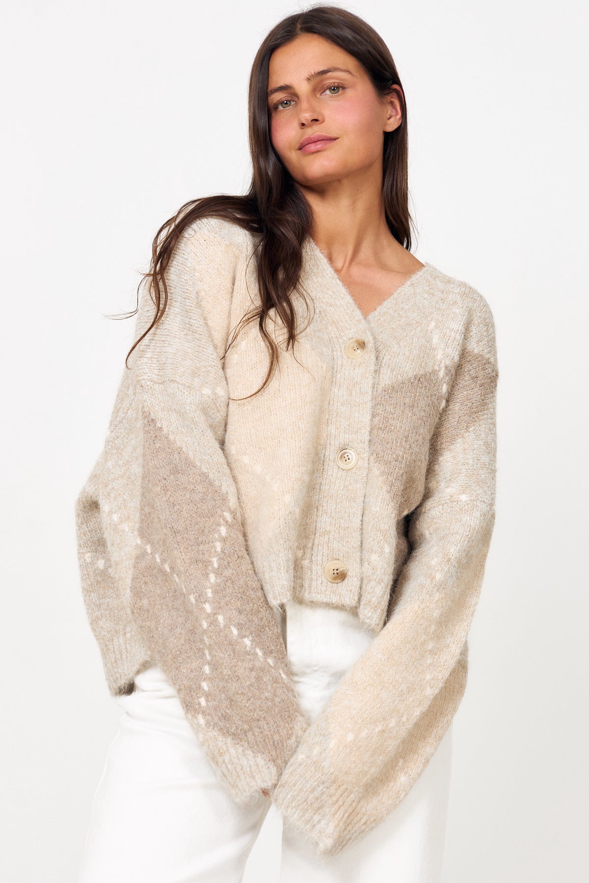 N-Laiana Knit Cardigan - Beige Mix