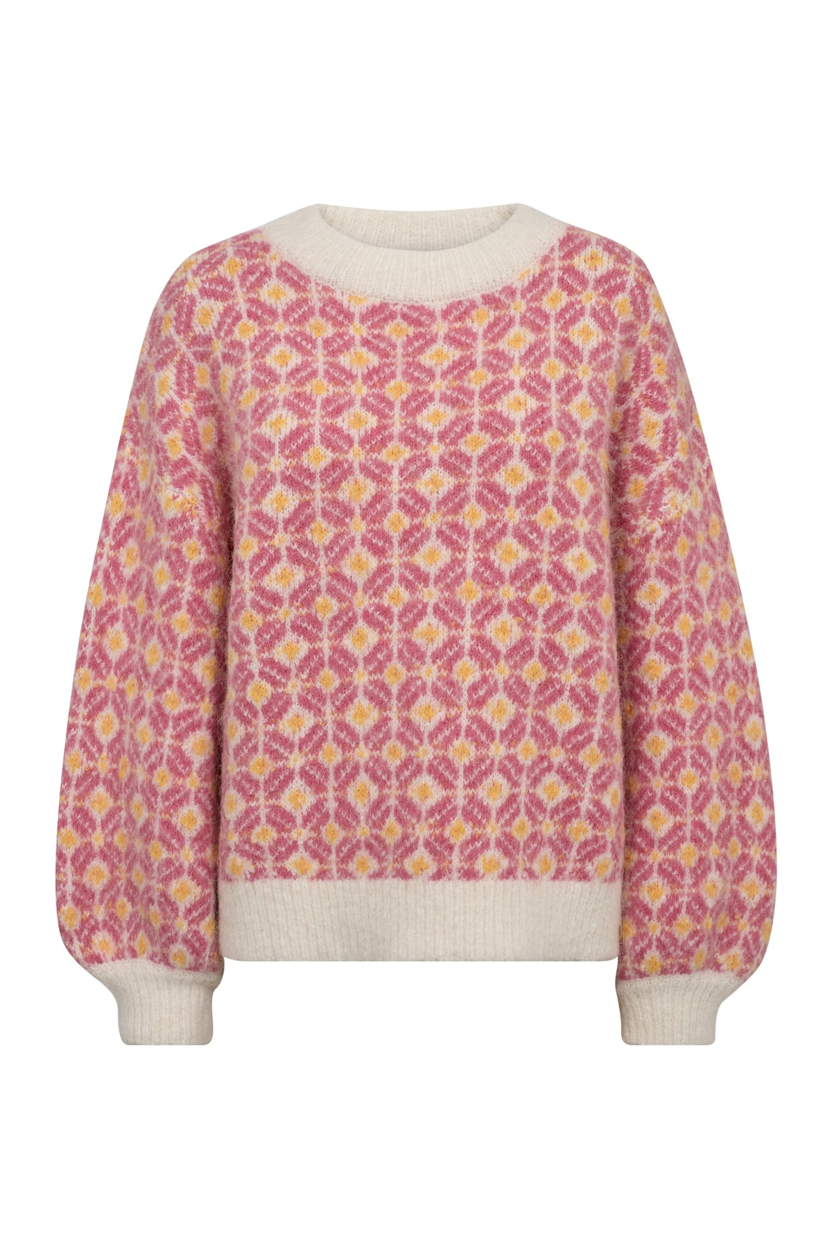 Stavanger Knit Pullover - Off White/Pink