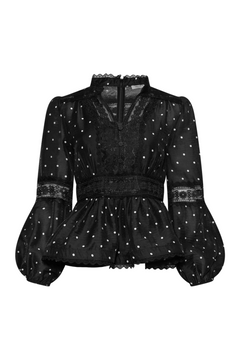 Aliah Dot Blouse - Black Ivory Dots