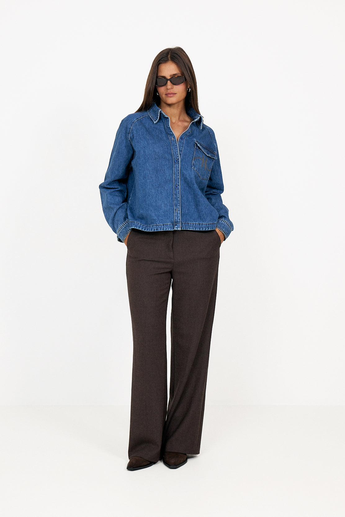 Kylie Shirt - Medium Wash Blue Denim
