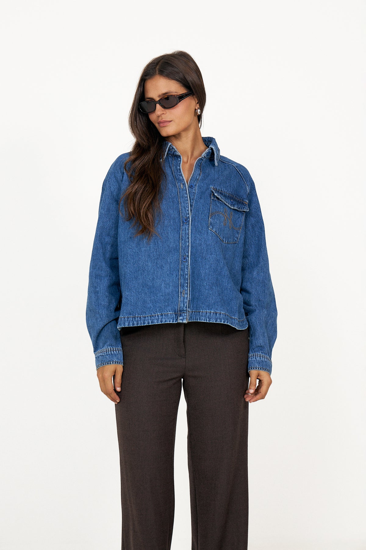 Kylie Shirt - Medium Wash Blue Denim