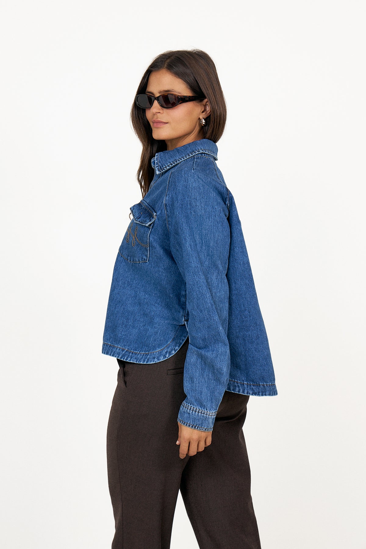 Kylie Shirt - Medium Wash Blue Denim