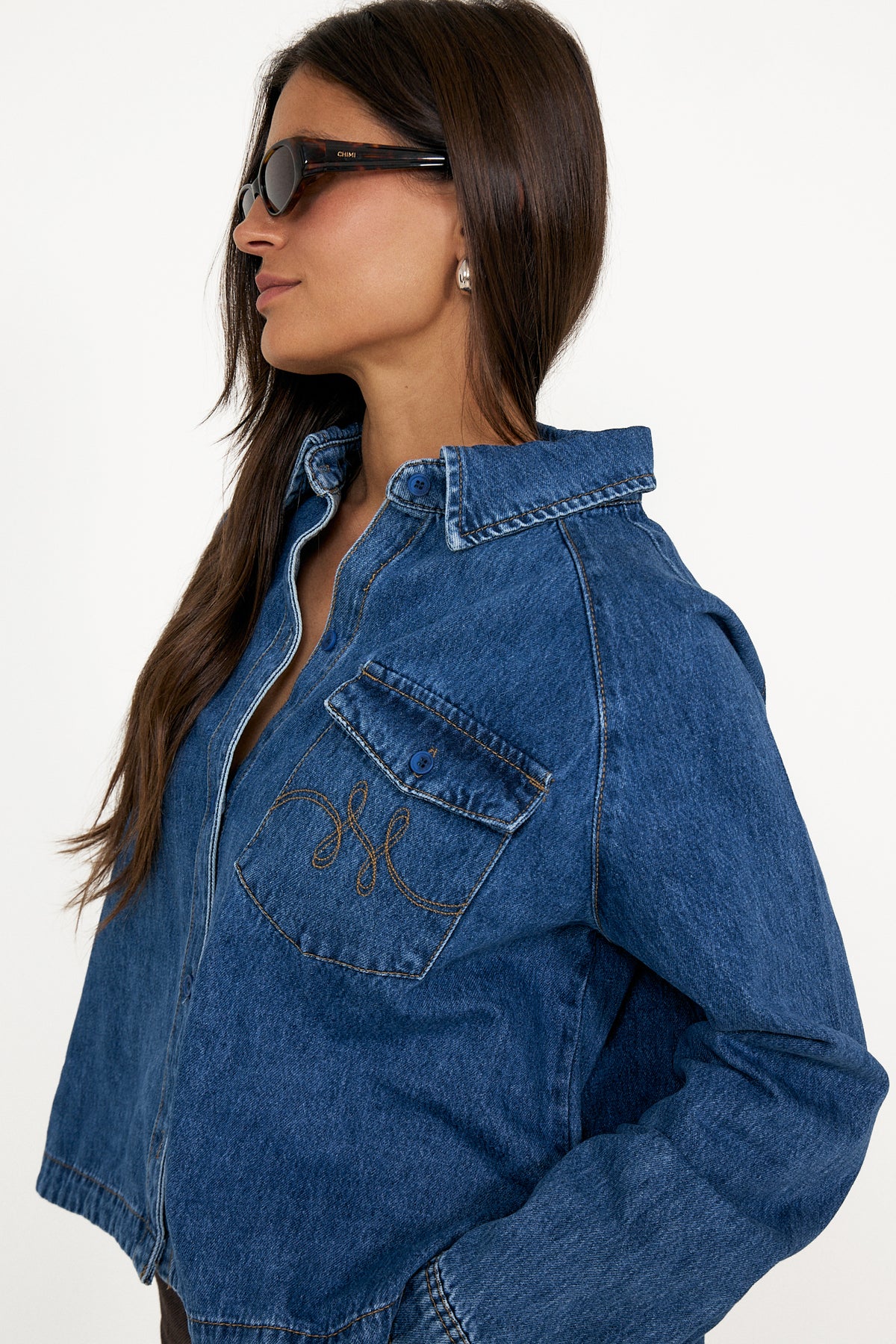 Kylie Shirt - Medium Wash Blue Denim