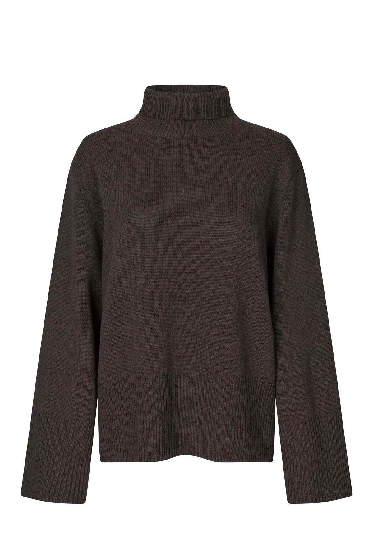 Alpha Knit T-Neck - Dark Brown Melange