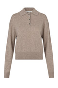 Longo Knit Ls Collar - Mid Brown Melange