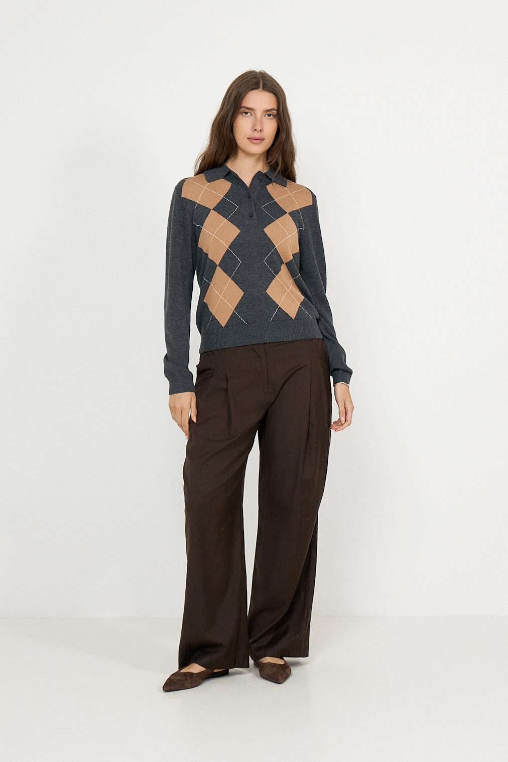 Shailene Knit Polo - Dark Grey Melange