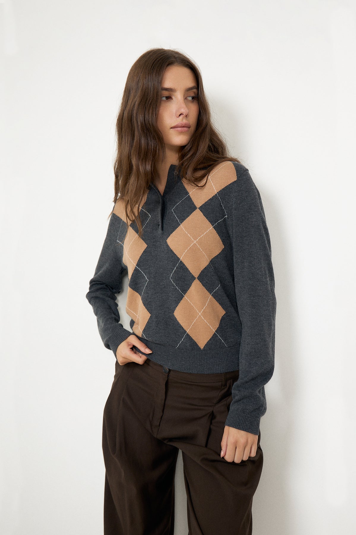 Shailene Knit Polo - Dark Grey Melange