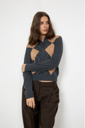 Shailene Knit Polo - Dark Grey Melange
