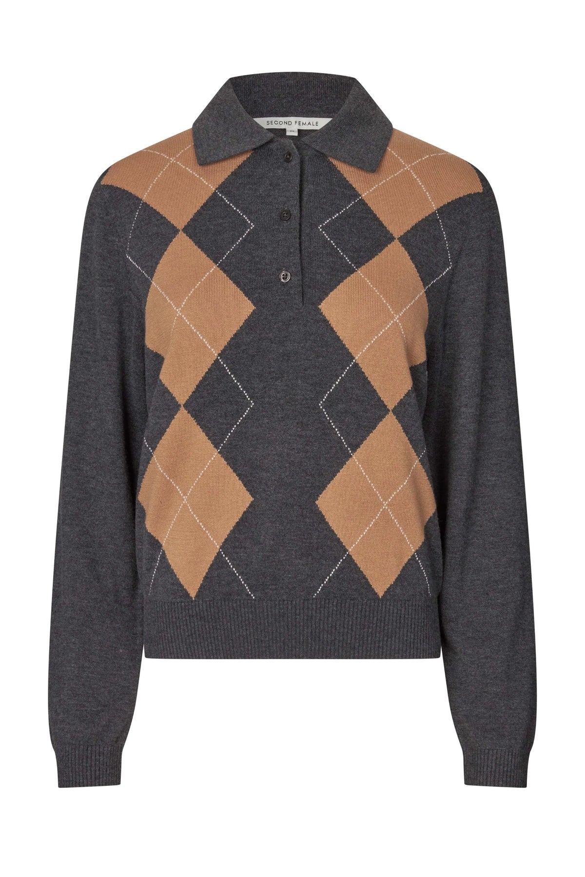 Shailene Knit Polo - Dark Grey Melange