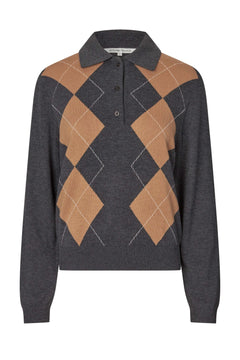 Shailene Knit Polo - Dark Grey Melange