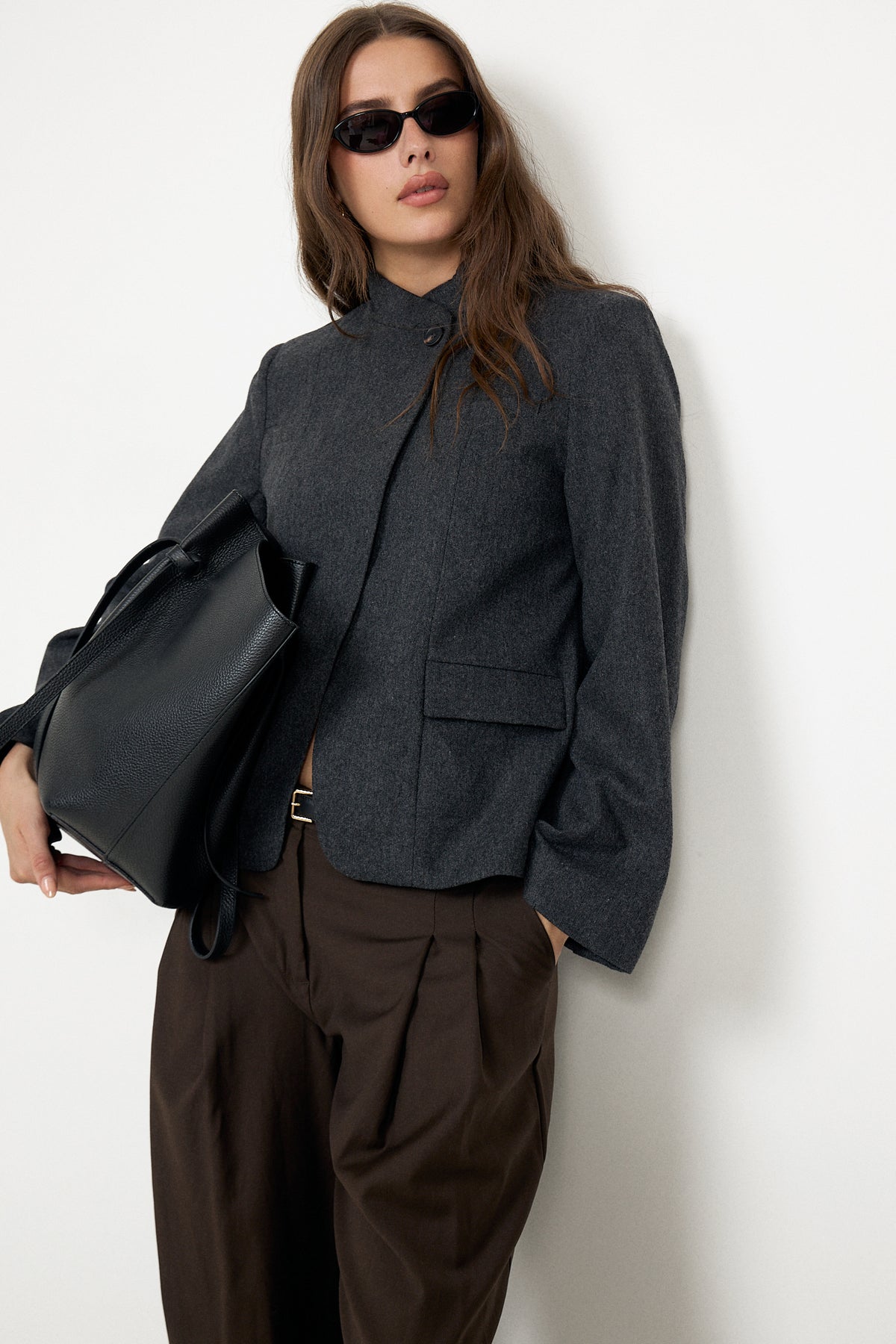 N-Monique Blazer - Dark Grey Melange
