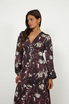 N-Lilith Maxi Dress - Dovie Burgundy Print