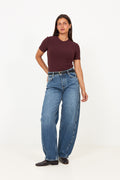 Lidie Ss Top - Burgundy Melange