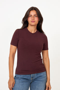 Lidie Ss Top - Burgundy Melange