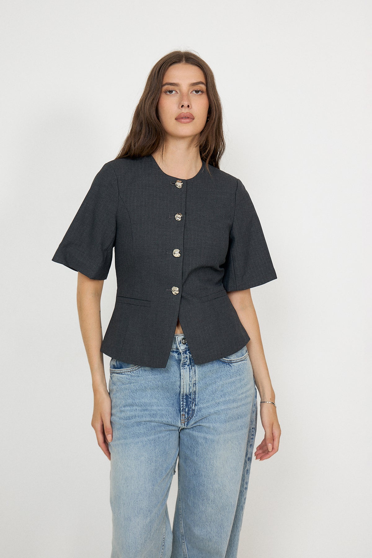 N-Kasaundra Blazer - Grey Herringbone