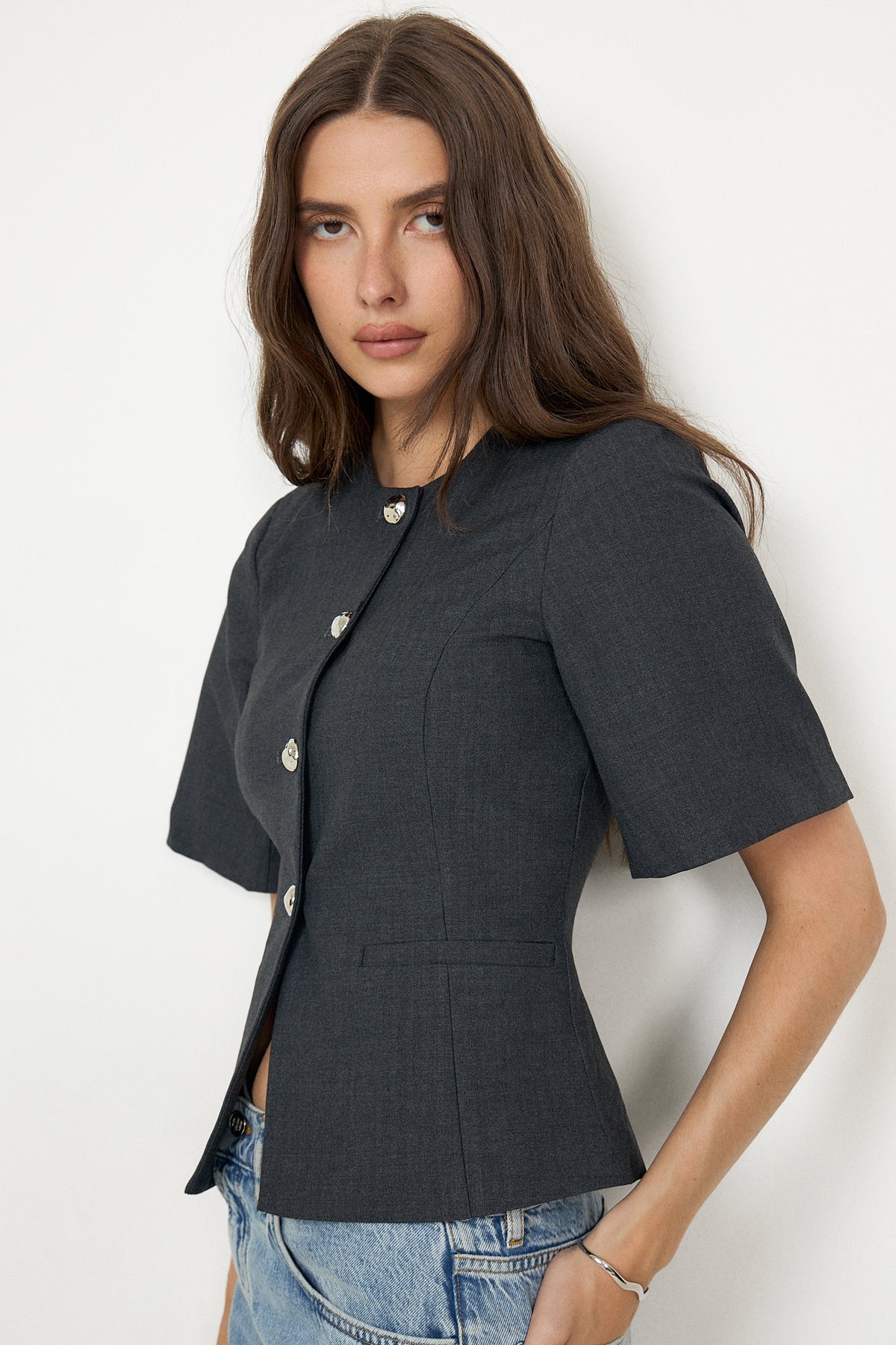 N-Kasaundra Blazer - Grey Herringbone