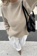 Marie Wool Peplum Sweater - Sand Melange