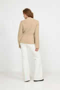 Marie Wool Peplum Sweater - Sand Melange