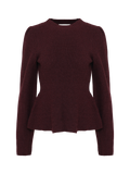 Marie Wool Peplum Sweater - Bordeaux
