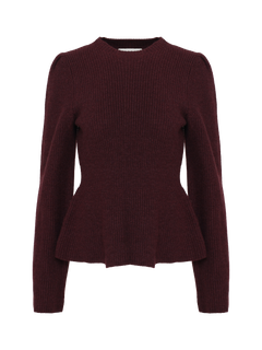 Marie Wool Peplum Sweater - Bordeaux