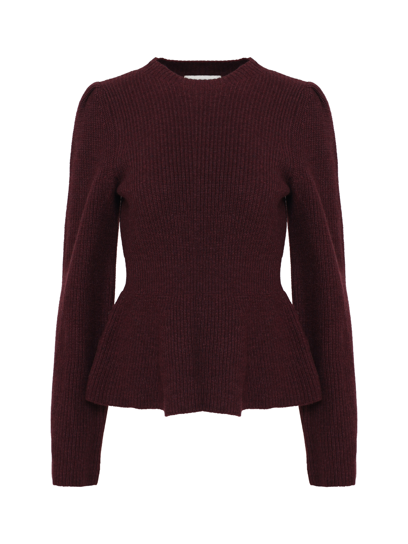 Marie Wool Peplum Sweater - Bordeaux