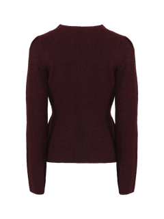 Marie Wool Peplum Sweater - Bordeaux