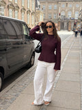 Marie Wool Peplum Sweater - Bordeaux