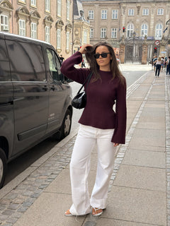 Marie Wool Peplum Sweater - Bordeaux