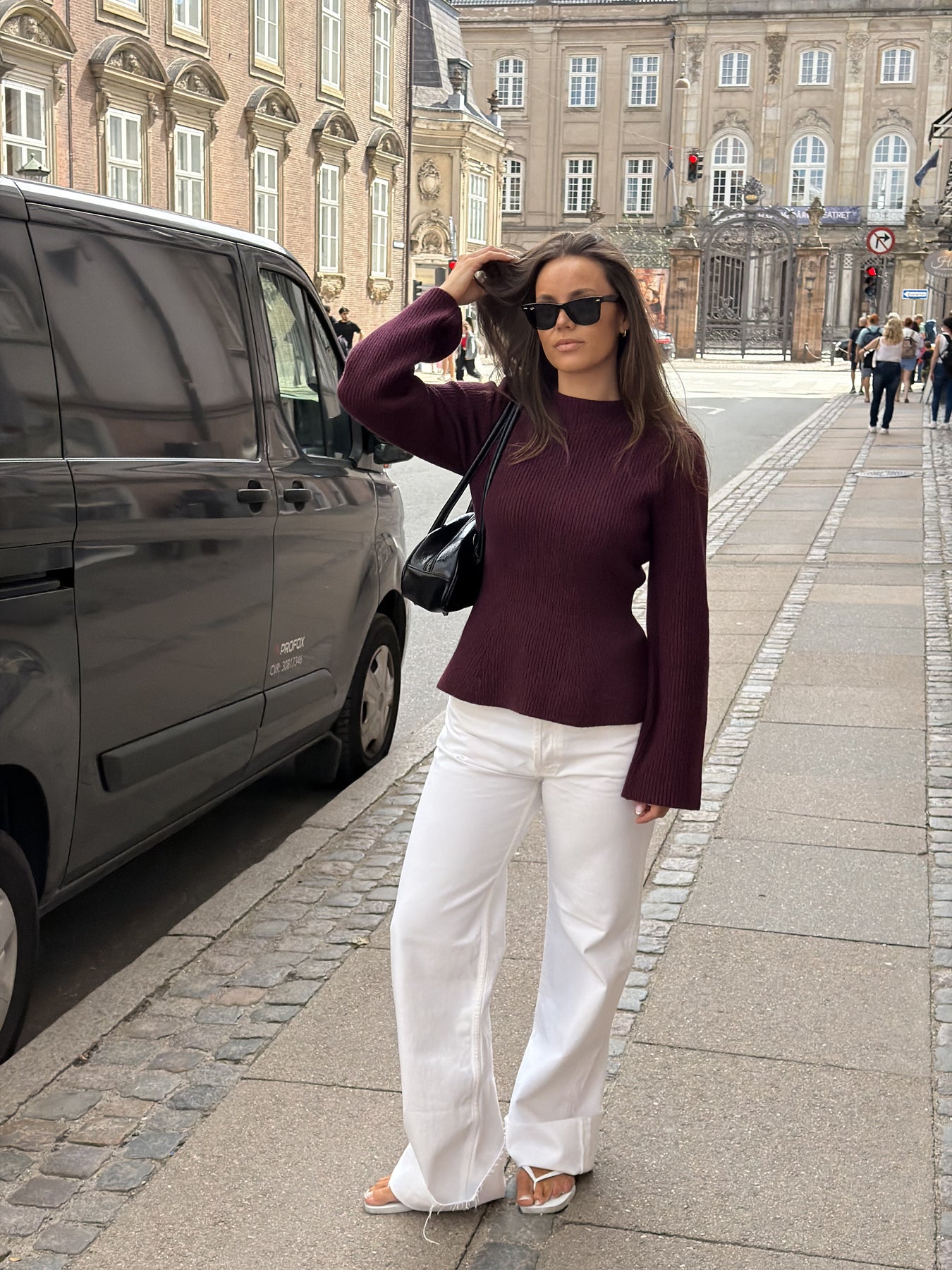 Marie Wool Peplum Sweater - Bordeaux