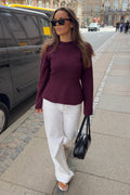 Marie Wool Peplum Sweater - Bordeaux