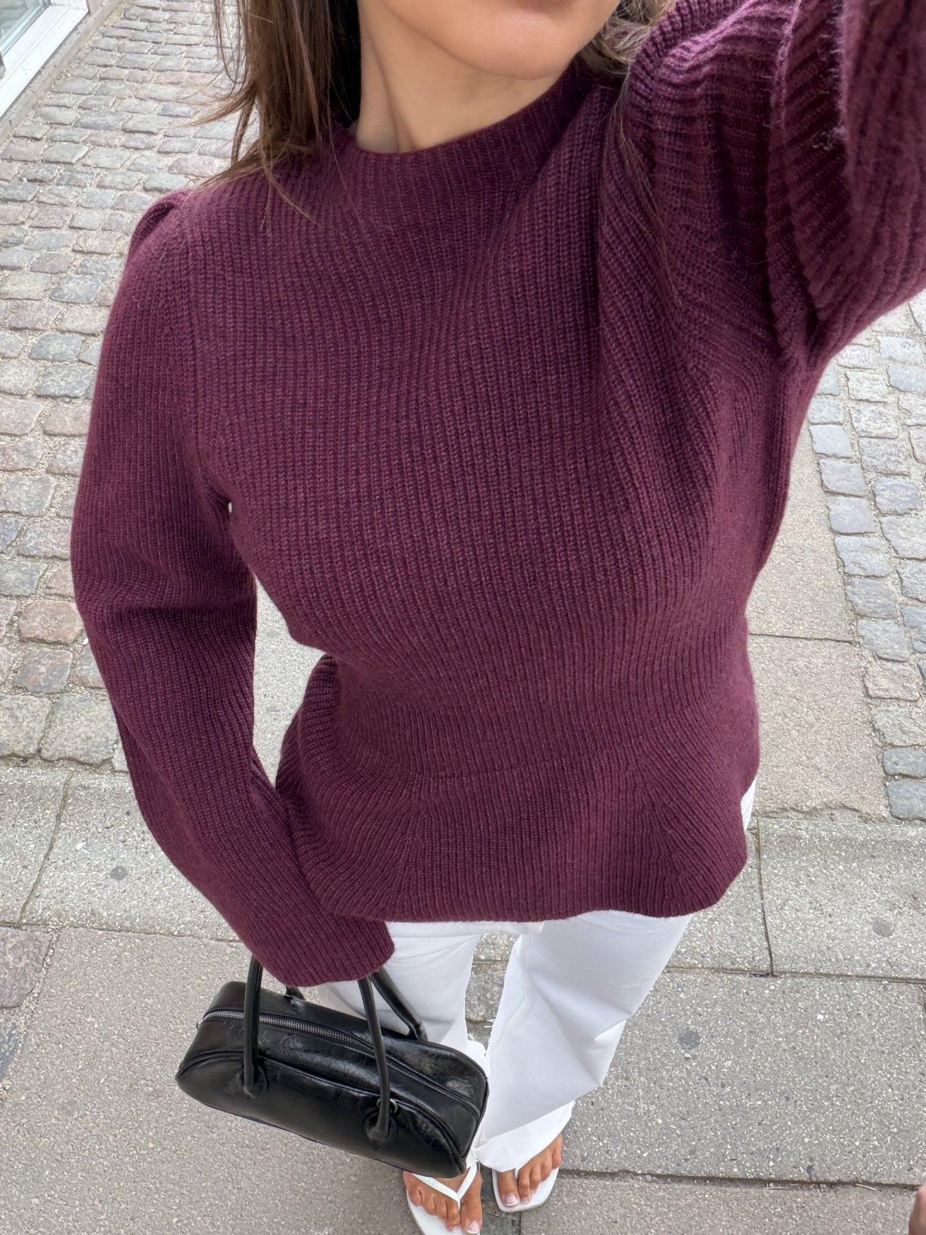 Marie Wool Peplum Sweater - Bordeaux