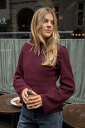 Marie Wool Peplum Sweater - Bordeaux