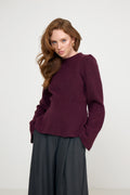 Marie Wool Peplum Sweater - Bordeaux